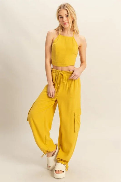 HYFVE Crop Top and Cargo Pants Set - Love Salve