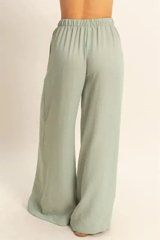 HYFVE Elasticized Waist Wide Leg Pants for Stylish Comfort - Love Salve 
