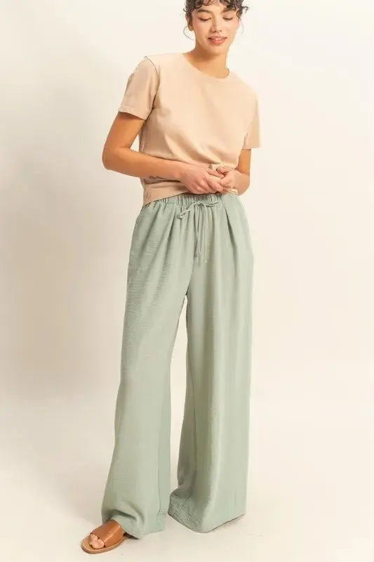 HYFVE Elasticized Waist Wide Leg Pants for Stylish Comfort - Love Salve 
