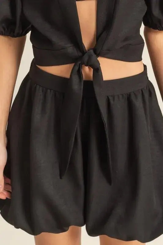 HYFVE Front Tie Top and Bubble Hem Shorts - Love Salve