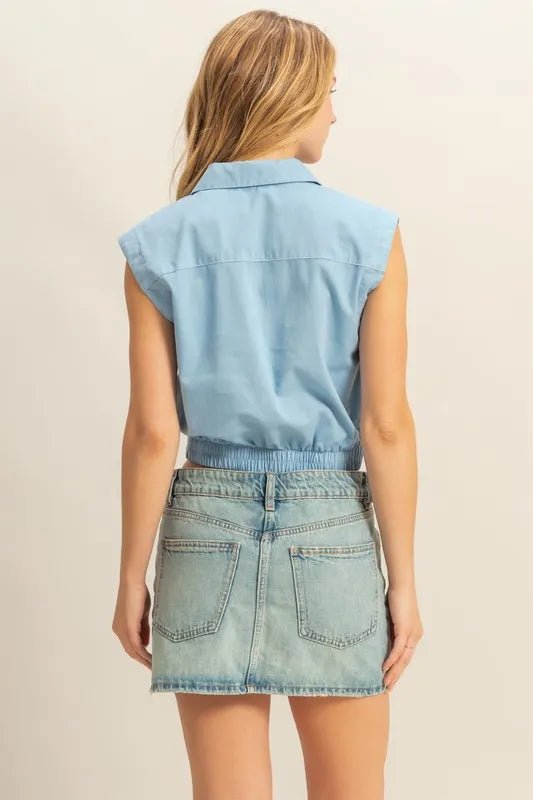 HYFVE Johnny Collar Sleeveless Cropped Blouse for Women - Love Salve 