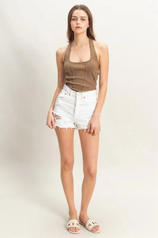 HYFVE Mineral Wash Halter Neck Everyday Top for Women - Love Salve