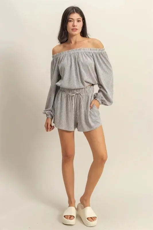 HYFVE Off Shoulder Top and Shorts Set - Love Salve