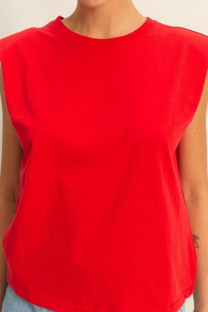HYFVE Round Neck Shoulder Pad Sleeveless Top for Women - Love Salve 
