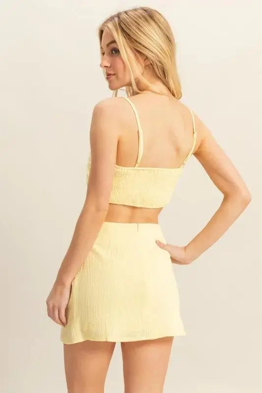 HYFVE Ruched Bra Top and Mini Skirt Set - Love Salve