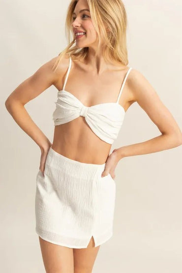 HYFVE Ruched Bra Top and Mini Skirt Set - Love Salve
