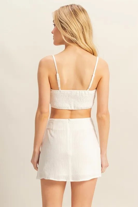 HYFVE Ruched Bra Top and Mini Skirt Set - Love Salve