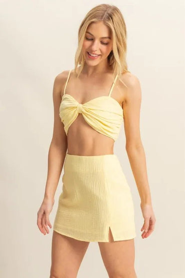 HYFVE Ruched Bra Top and Mini Skirt Set - Love Salve