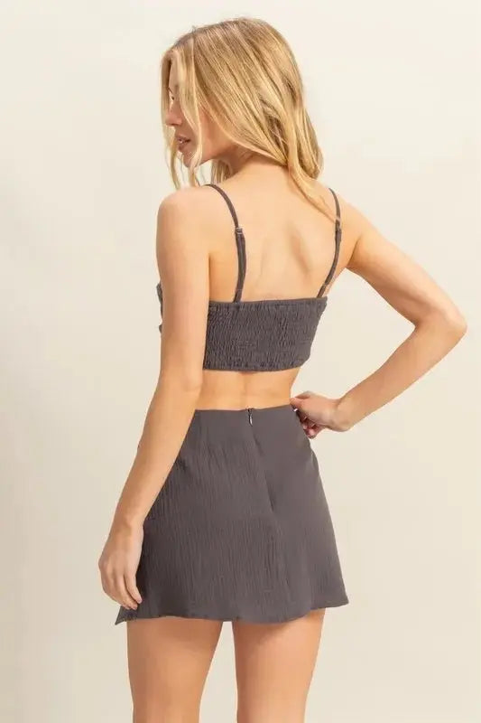 HYFVE Ruched Bra Top and Mini Skirt Set - Love Salve