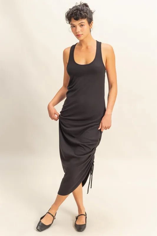 HYFVE Scoop Neck Side Tie Detail Midi Dress for Women - Love Salve