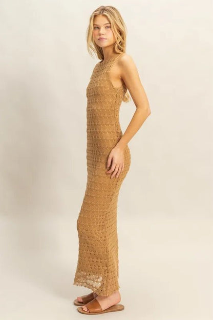 HYFVE Sleeveless Crochet Open Back Maxi Dress for Summer - Love Salve 