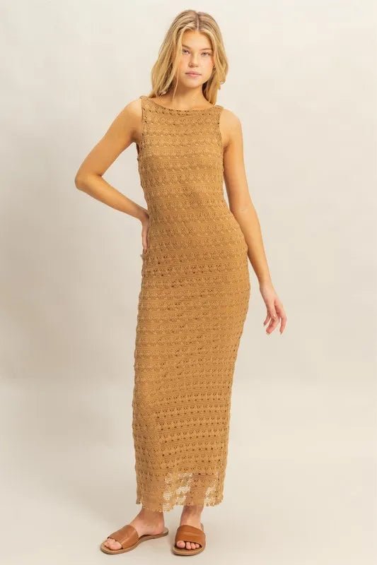 HYFVE Sleeveless Crochet Open Back Maxi Dress for Summer - Love Salve 