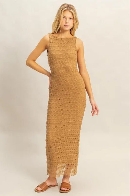 HYFVE Sleeveless Crochet Open Back Maxi Dress for Summer - Love Salve 