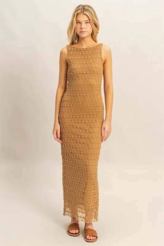 HYFVE Sleeveless Crochet Open Back Maxi Dress for Summer - Love Salve 