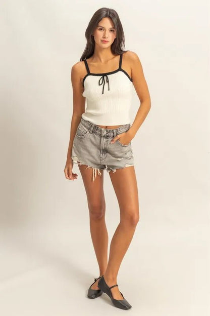 HYFVE Square Neck Ribbed Knit Cami for Chic Style - Love Salve 