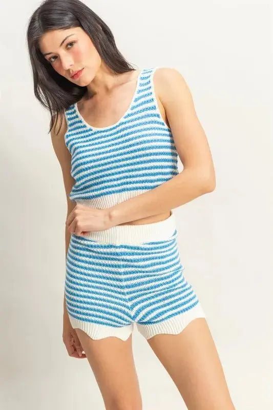 HYFVE Striped Cropped Tank and Shorts Set - Love Salve