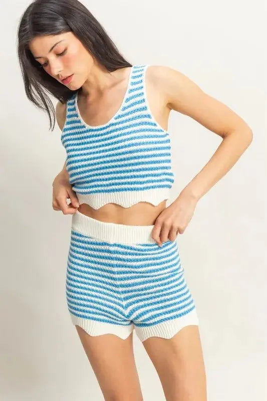 HYFVE Striped Cropped Tank and Shorts Set - Love Salve