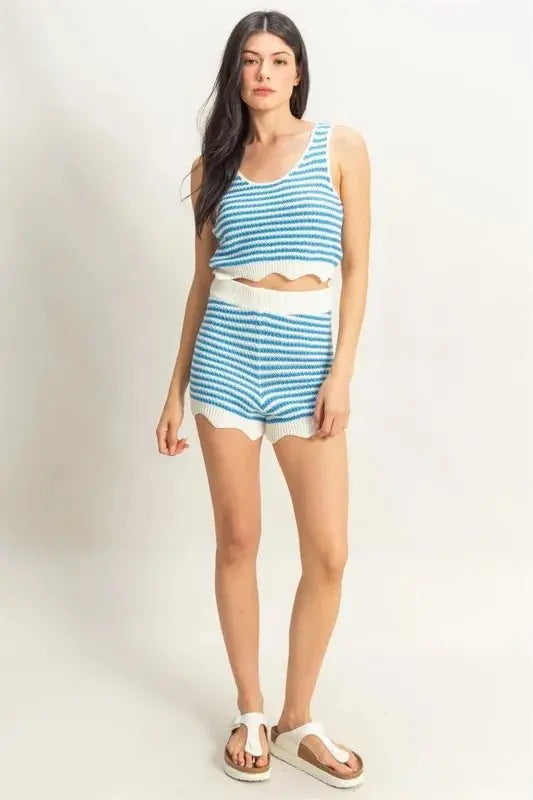 HYFVE Striped Cropped Tank and Shorts Set - Love Salve