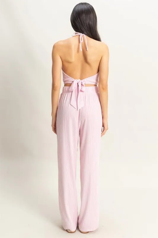 HYFVE Striped Halter Neck Top and Pants Set - Love Salve