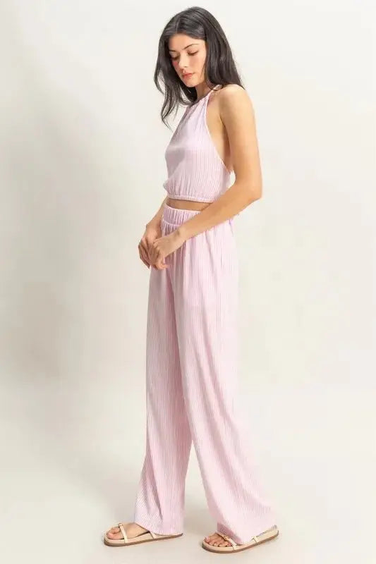 HYFVE Striped Halter Neck Top and Pants Set - Love Salve