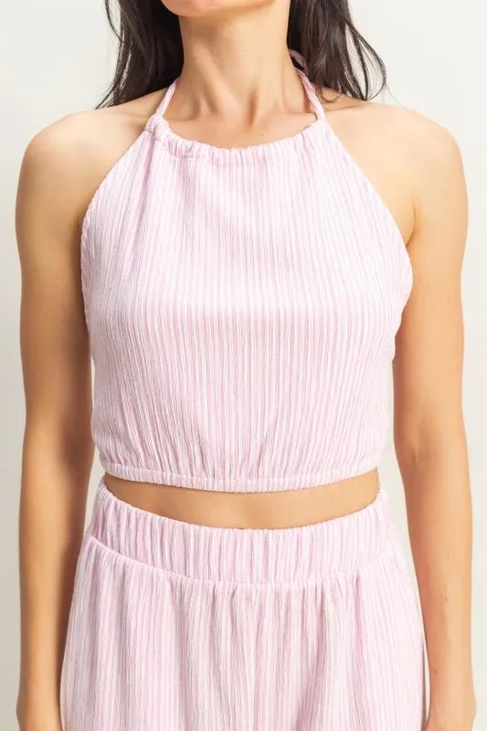 HYFVE Striped Halter Neck Top and Pants Set - Love Salve