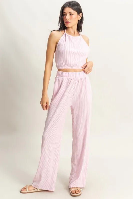 HYFVE Striped Halter Neck Top and Pants Set - Love Salve
