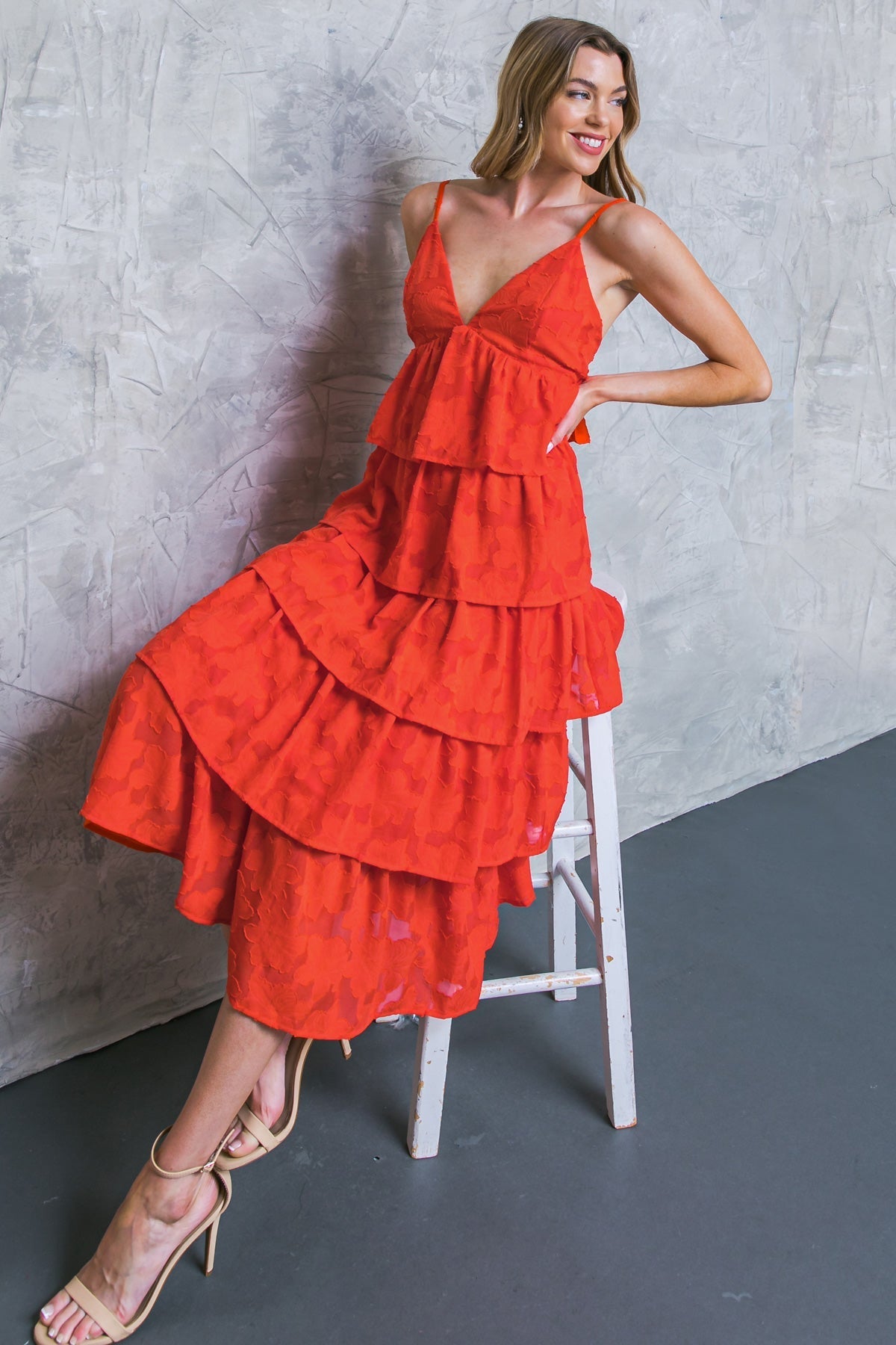 ISLAND AESTHETIC WOVEN MIDI DRESS Flying Tomato