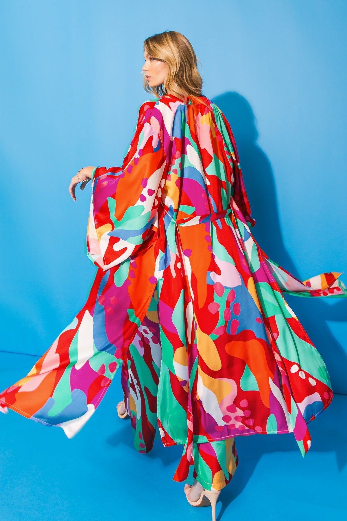 CANCUN GETAWAY SATIN MIDI KIMONO Flying Tomato