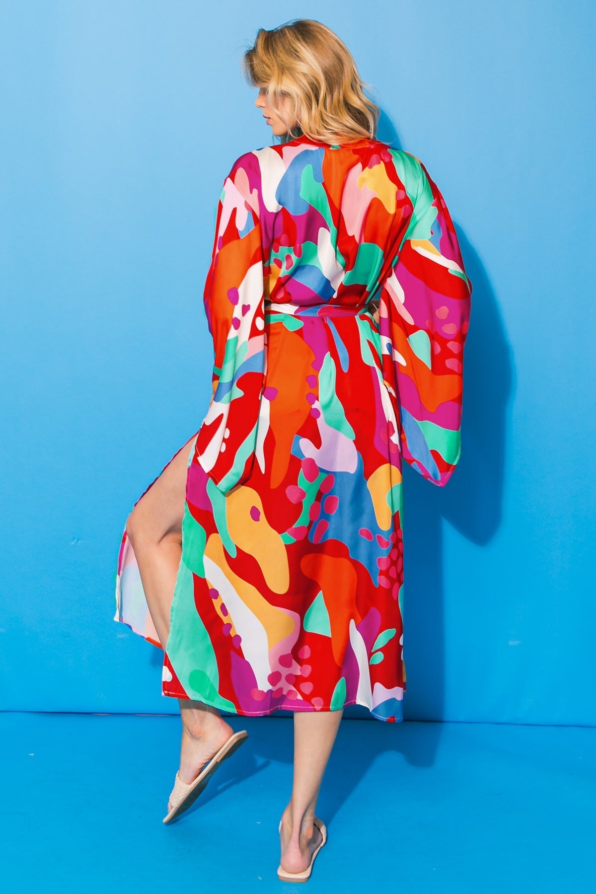 CANCUN GETAWAY SATIN MIDI KIMONO Flying Tomato