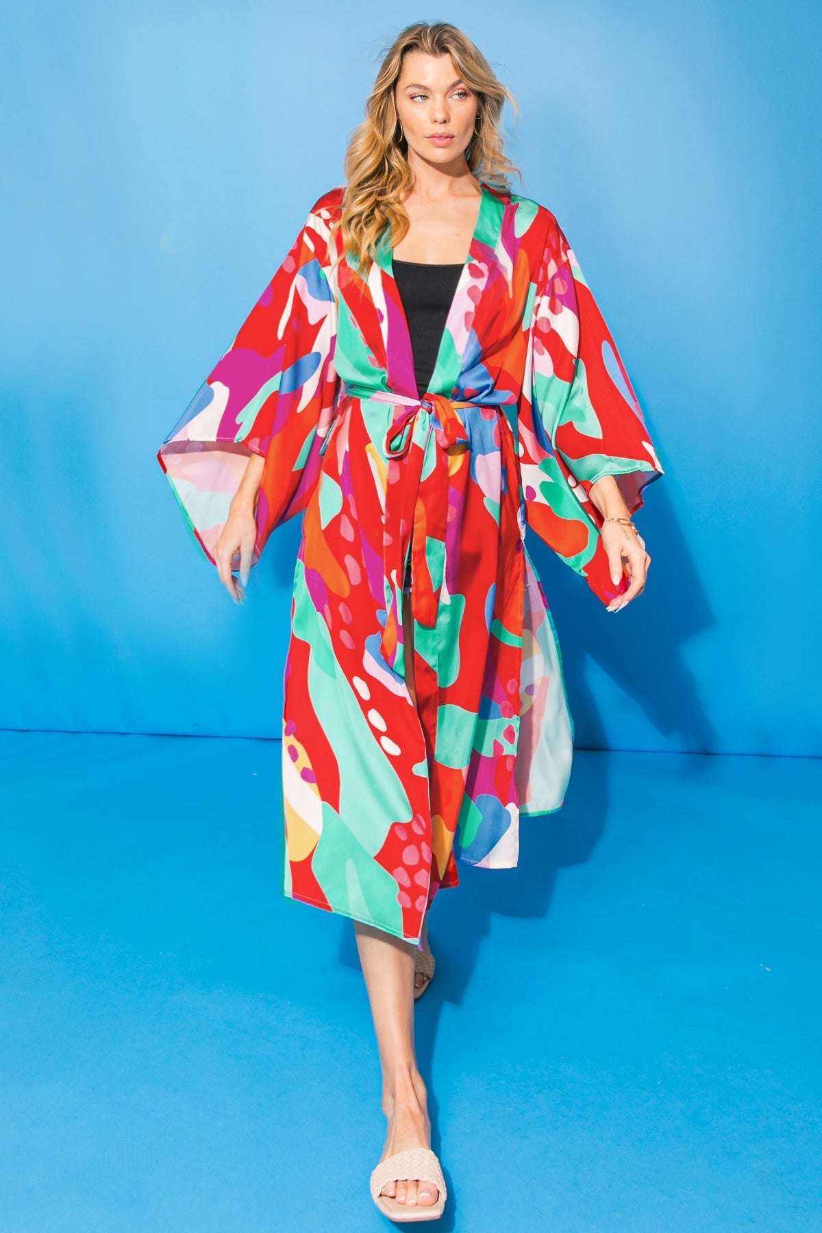 CANCUN GETAWAY SATIN MIDI KIMONO Flying Tomato