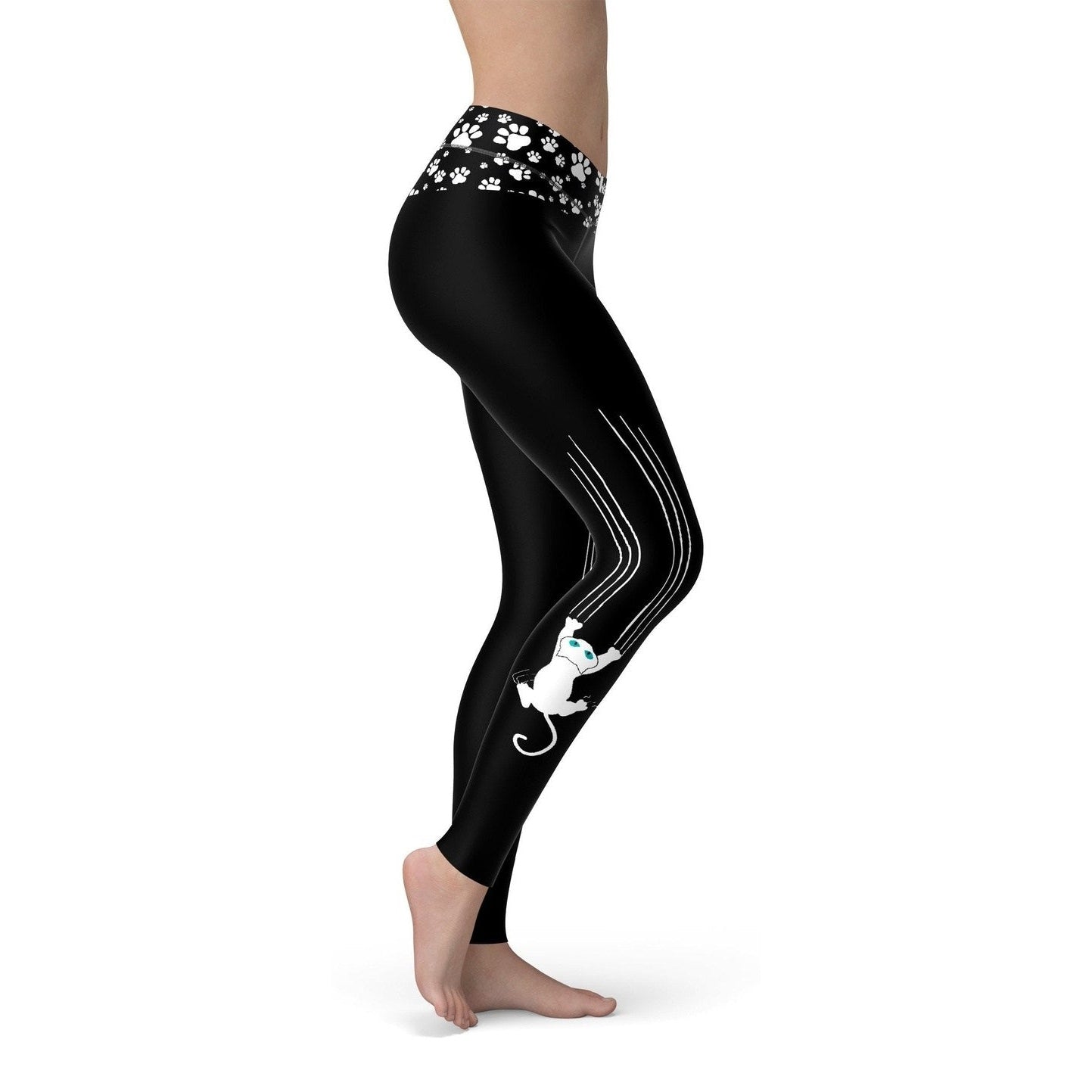 Black Cat Claw Scratch Printed Leggings For Women  - Black / Cat Print / Cat Lover / Cat Pants / Cat RTS MM