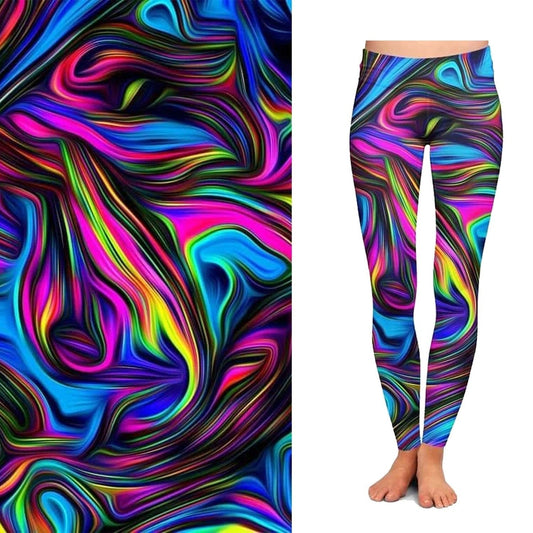 Color Wave Marble Leggings with Pockets Ready to Ship MM