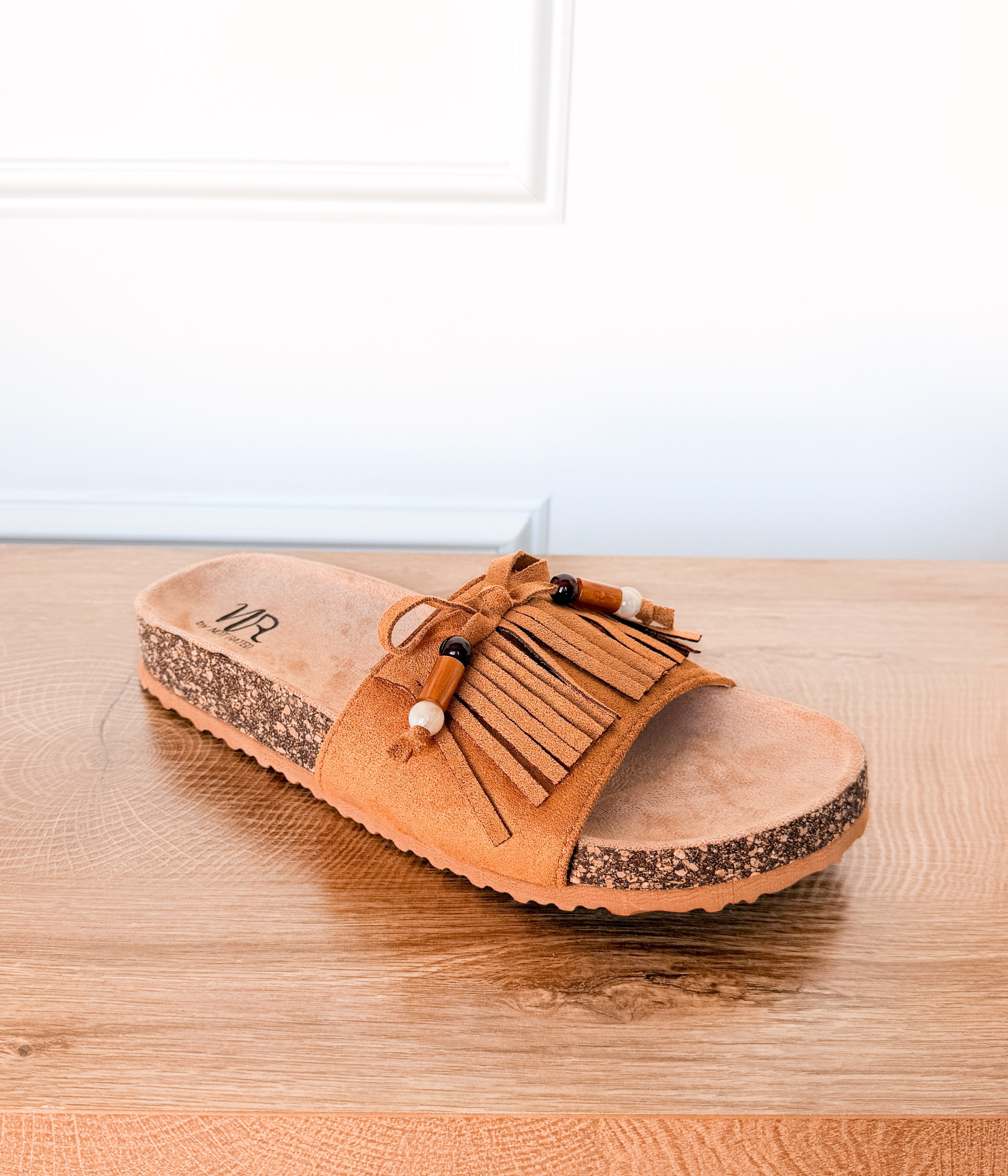 Lilliam Fringe Beaded Sandals in Tan