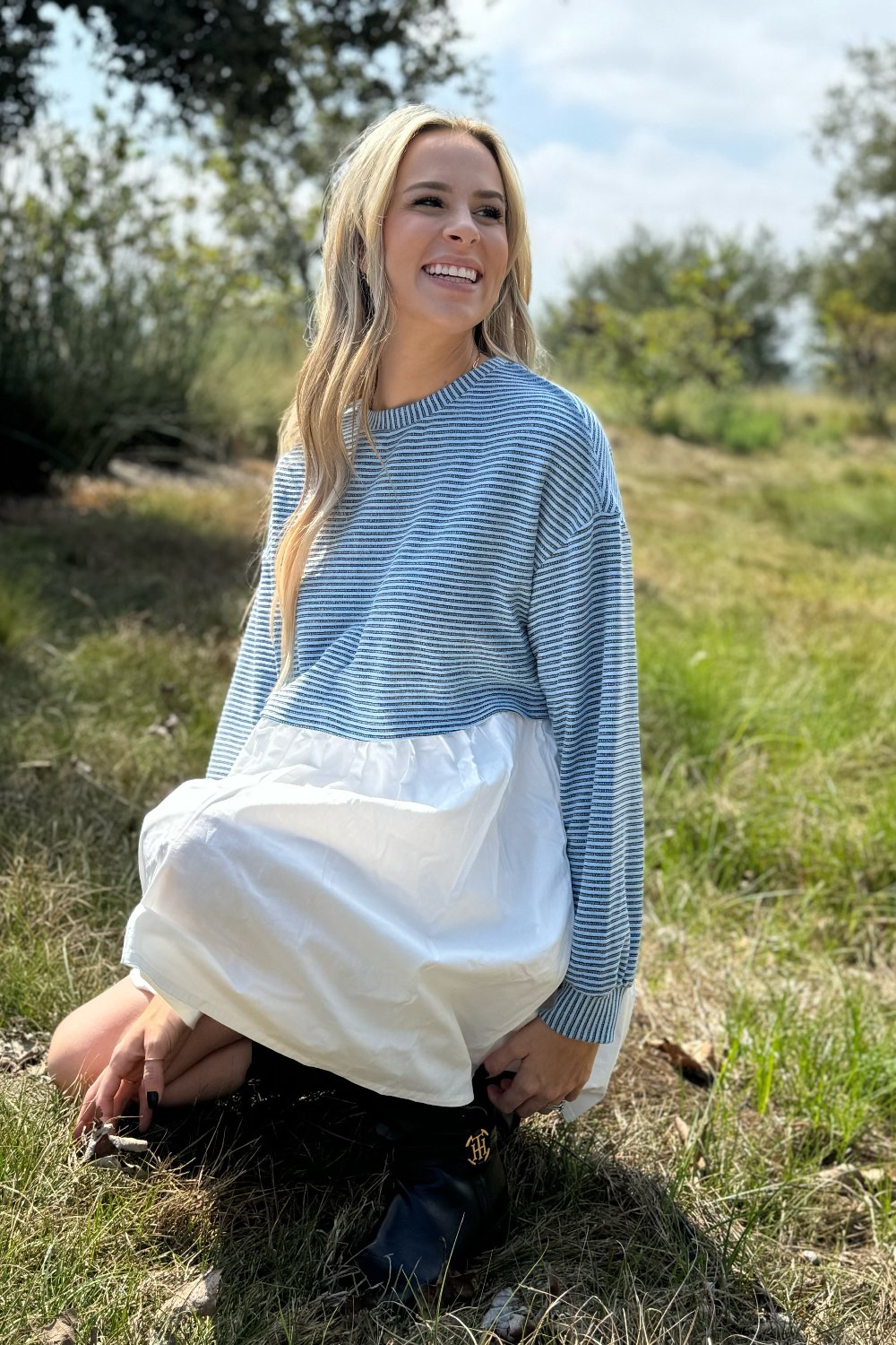 Chloe Stripe Pleated High Waist Dress for Women - Love Salve 