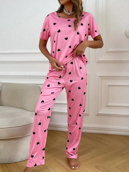 Heart print women's pajama set