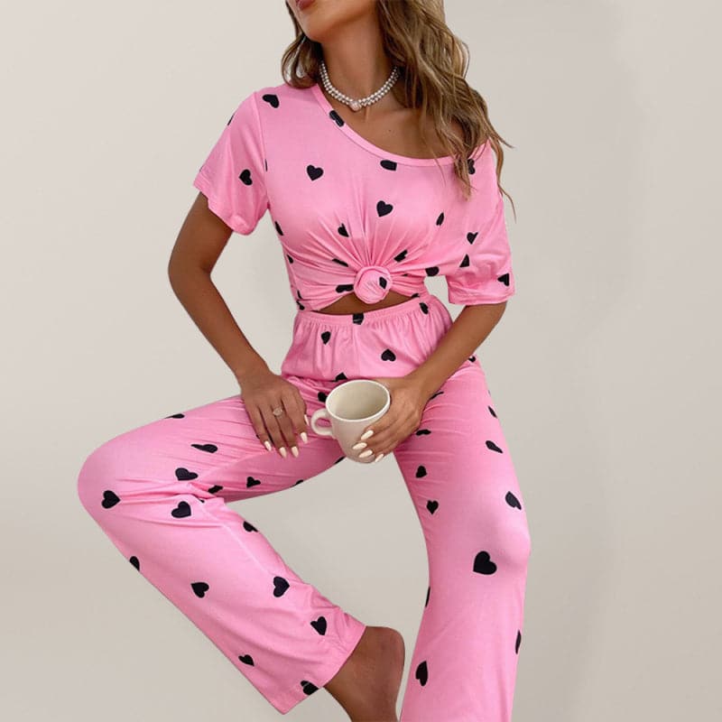 Heart print women's pajama set