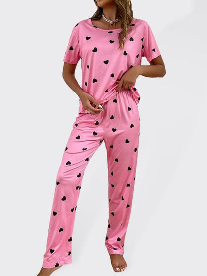 Heart print women's pajama set