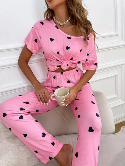 Heart print women's pajama set