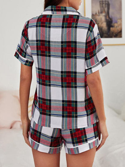 Plaid cotton lounge set with pockets