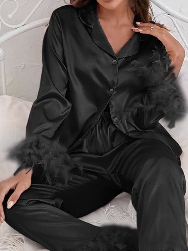 Chic feathered women's lounge set