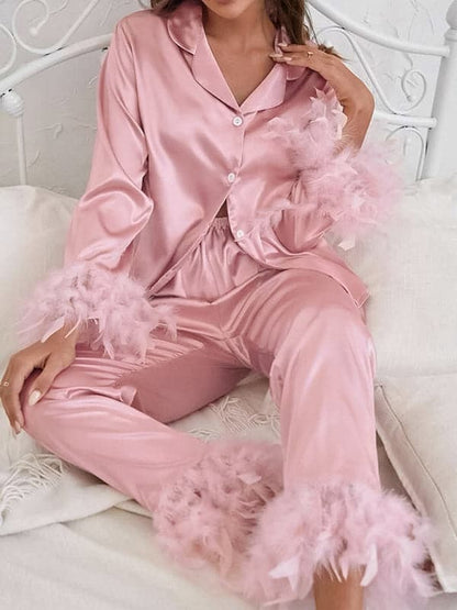 Chic feathered women's lounge set