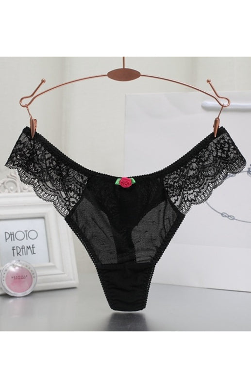 Floral Lace High Elasticity Nylon Knit Panties for Women