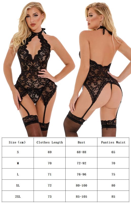 Sexy lace halter lingerie set