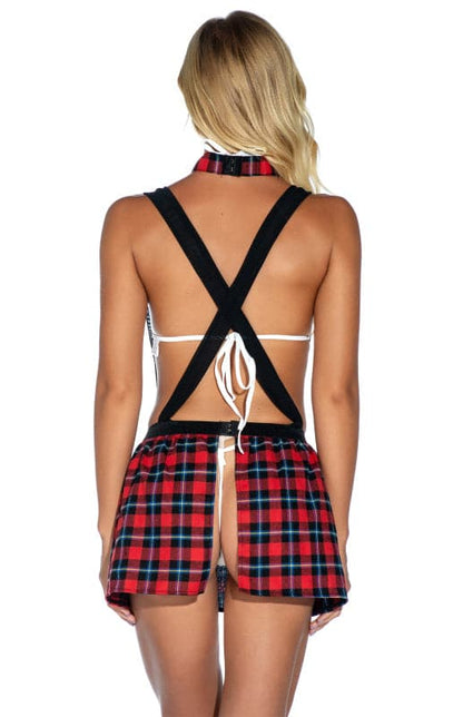 Plaid sleeveless babydoll lingerie