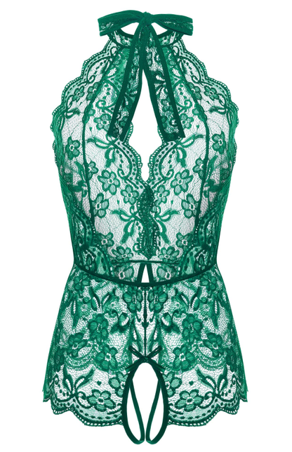 Women Floral Lace Sleeveless Bodysuit Lingerie