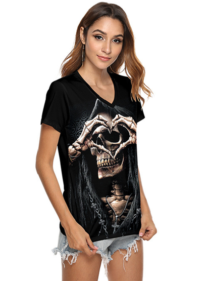 Skeleton hand v-neck t-shirt