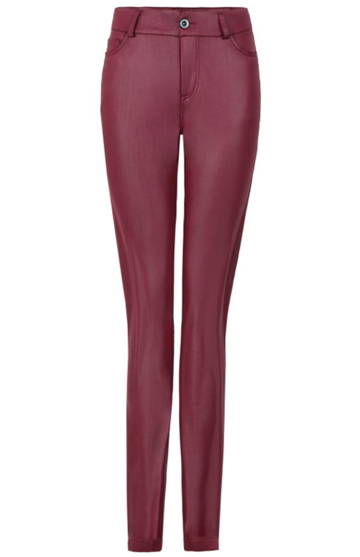 Stylish Women's Faux Leather Slim-Fit Trousers