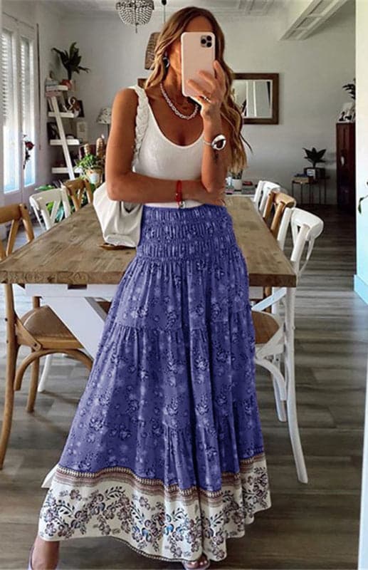 Ladies Casual Fashion Boho Print Skirt.