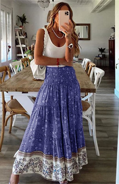 Ladies Casual Fashion Boho Print Skirt.