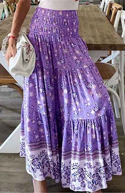 Ladies Casual Fashion Boho Print Skirt.